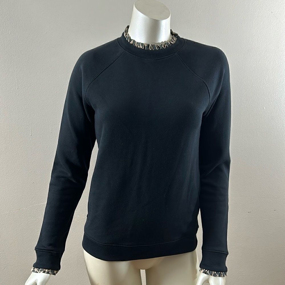 Women’s J CREW sweatshirt ruffle neck pullover size XS extra small animal print - Picture 10 of 10